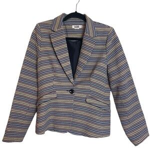 Molly Bracken Single Breasted Multicolored Zigzag Design Jacket Blazer Size M